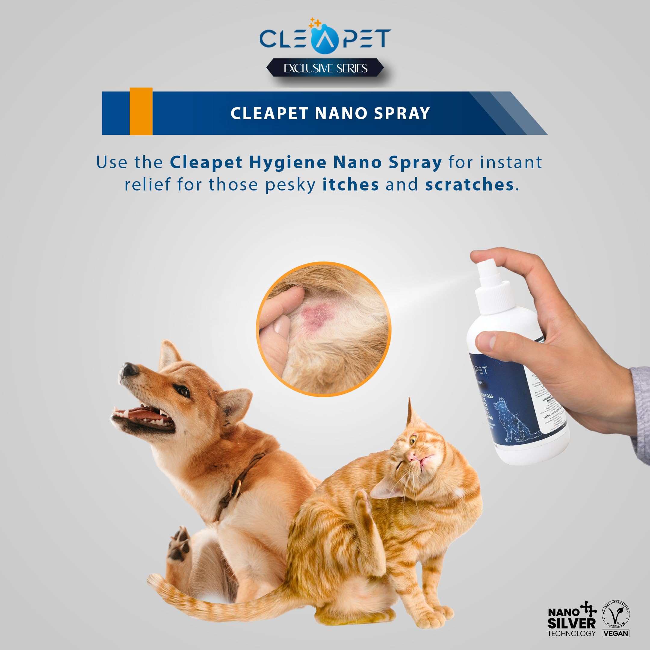 CLEAPET Nano Spray - 250ml - Hair Loss Spray - Body Odor - Allergien - Nano Silver - Colloidal Silver