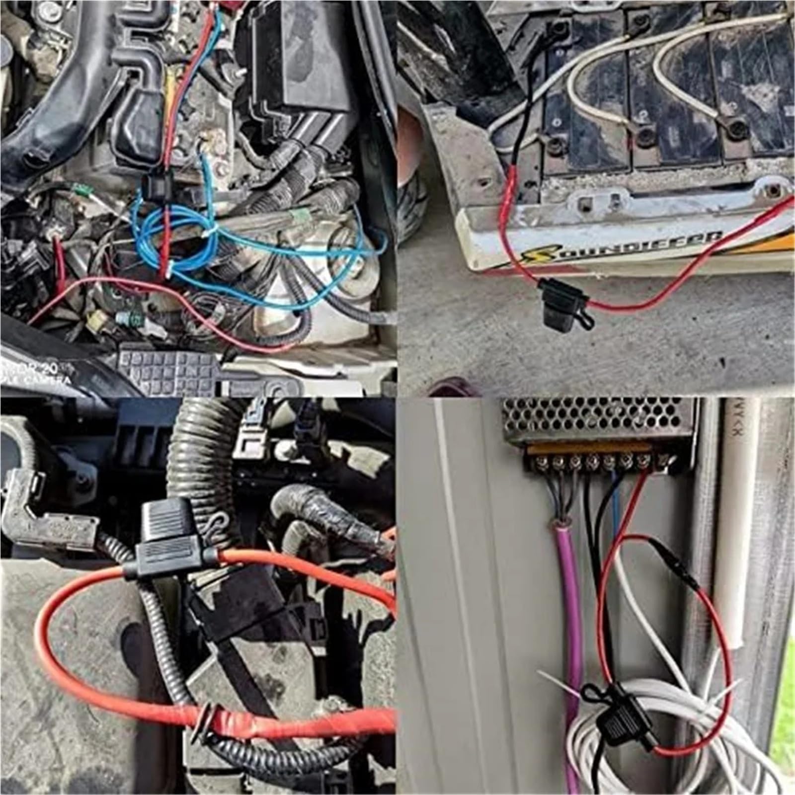 Uchwyt bezpiecznika rzędowego 14 AWG - 12V-DC ATC/ATO uchwyt 14 Gauge do ostrza 15 A ATC/ATO bezpiecznik ostrze do samochodu 1 szt