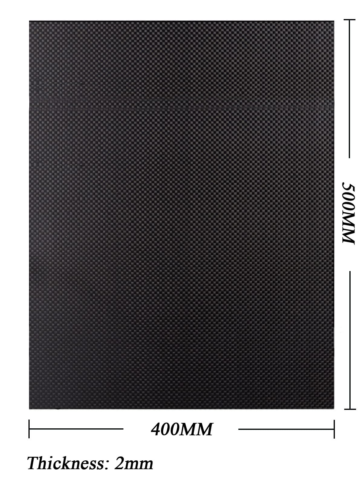Foglio in fibra di carbonio 3K - Superficie lucida con trama saia 400 x 500 mm, 1 pz(2mm)