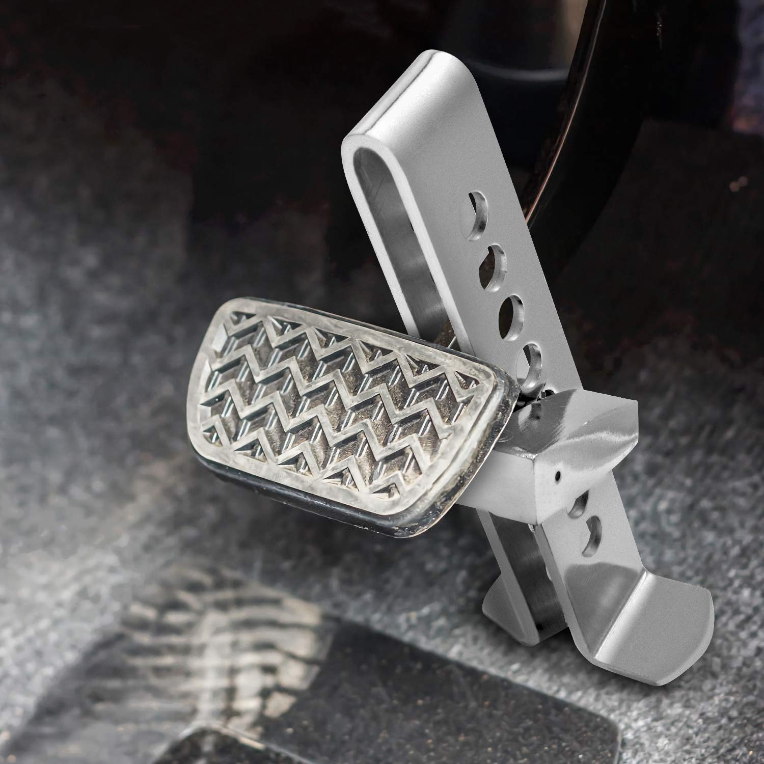QWORK Antirrobo del Embrague y Pedal, Bloqueo del Freno del Coche de Acero Inoxidable, Herramienta de Protección del Vehículo
