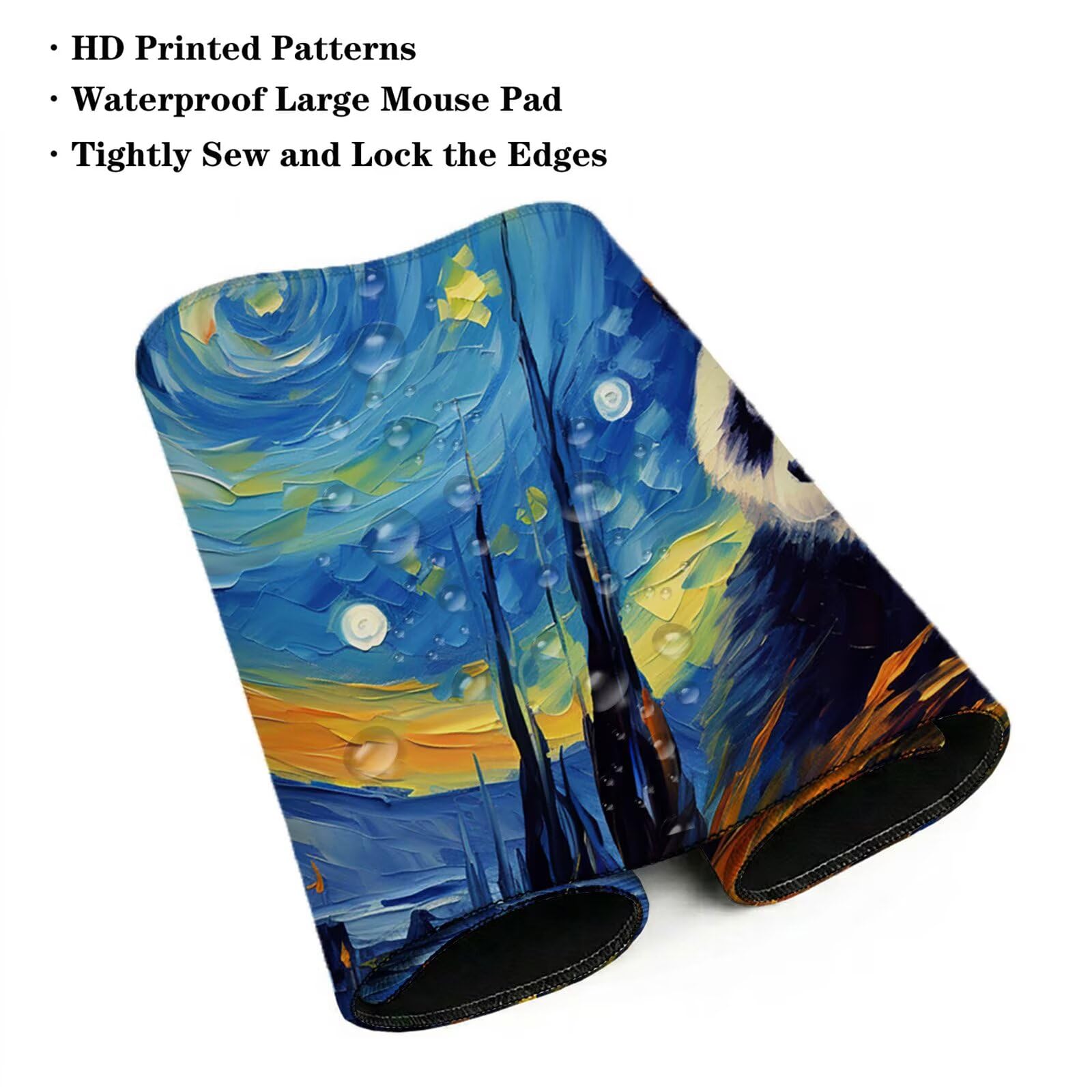 Alfombrilla Escritorio Grande 1200 x 600 x 3 mm, Alfombrilla Ratón Gaming, Cielo Estrellado Tapete de Ordenador , Base Antideslizante y Bordes Reforzados, Impermeable Desk Mat (Panda Gigante) L-x8262