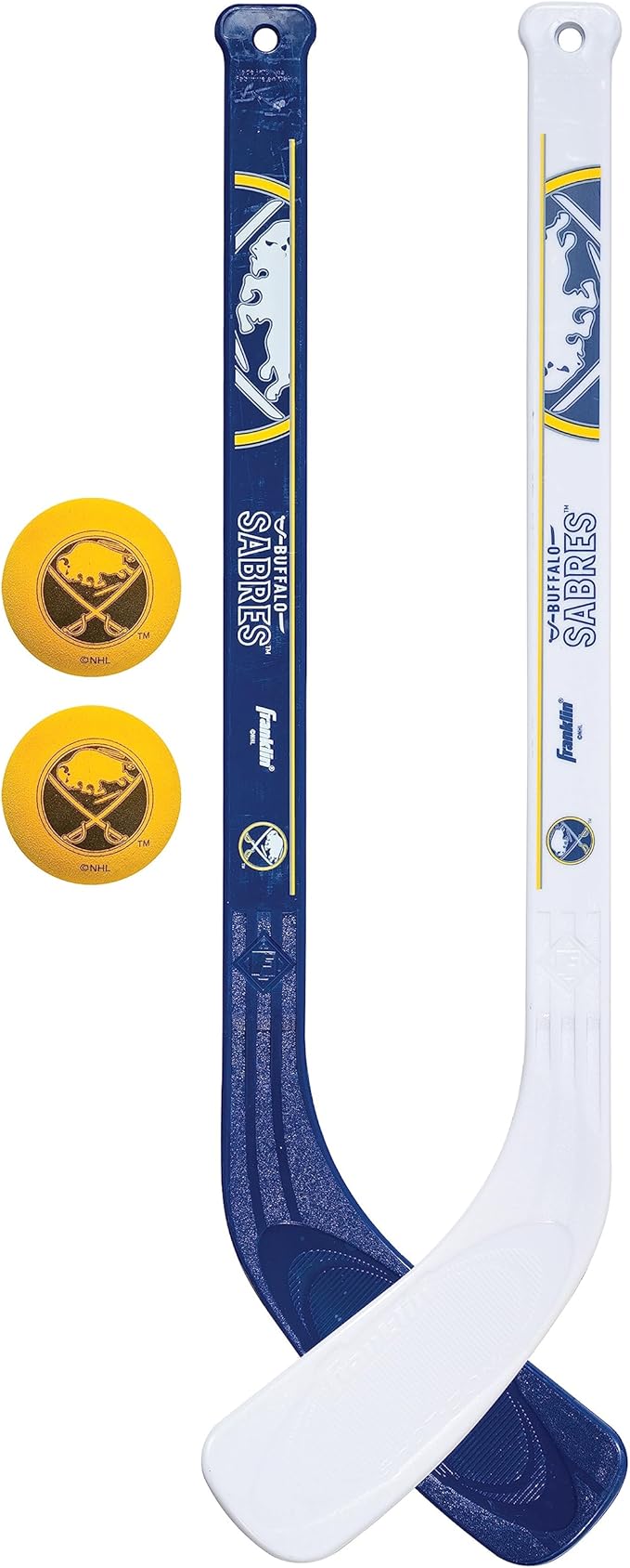 Franklin Sports NHL Mini Hockey Stick Set - NHL Team Knee Hockey Stick and Ball Set - Two Player Stick Set - Great Toy for Kids