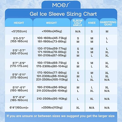 Miniatura 6 de MOES Paquete de hielo para codo y rodilla, manga fría de gel reutilizable para rodilla, codo, tobillo, pantorrilla, envoltura fría flexible para