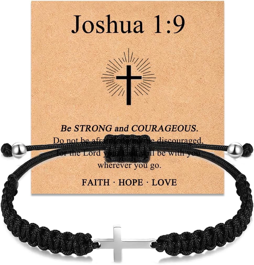 Braided Rope Cross Bracelets First Communion Baptism Christian Birthday Valentines Christmas Easter Gifts