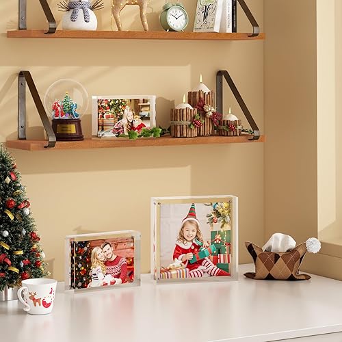 Miniatura 8 de Egofine Paquete de 4 marcos acrílicos de 8 x 10 pulgadas, 0.787 in de grosor, sin marco, marcos de fotos magnéticos de doble cara, pantalla de