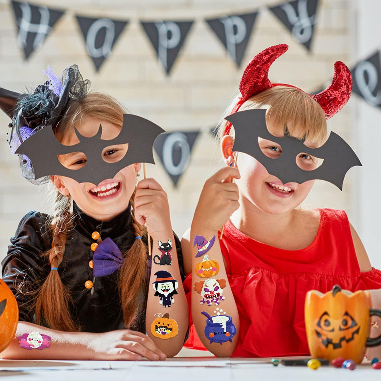 Cerlaza 127 スタイル グロー ハロウィン タトゥー 一時的な ハロウィン 誕生日パーティー デコレーション 子供用 グッ