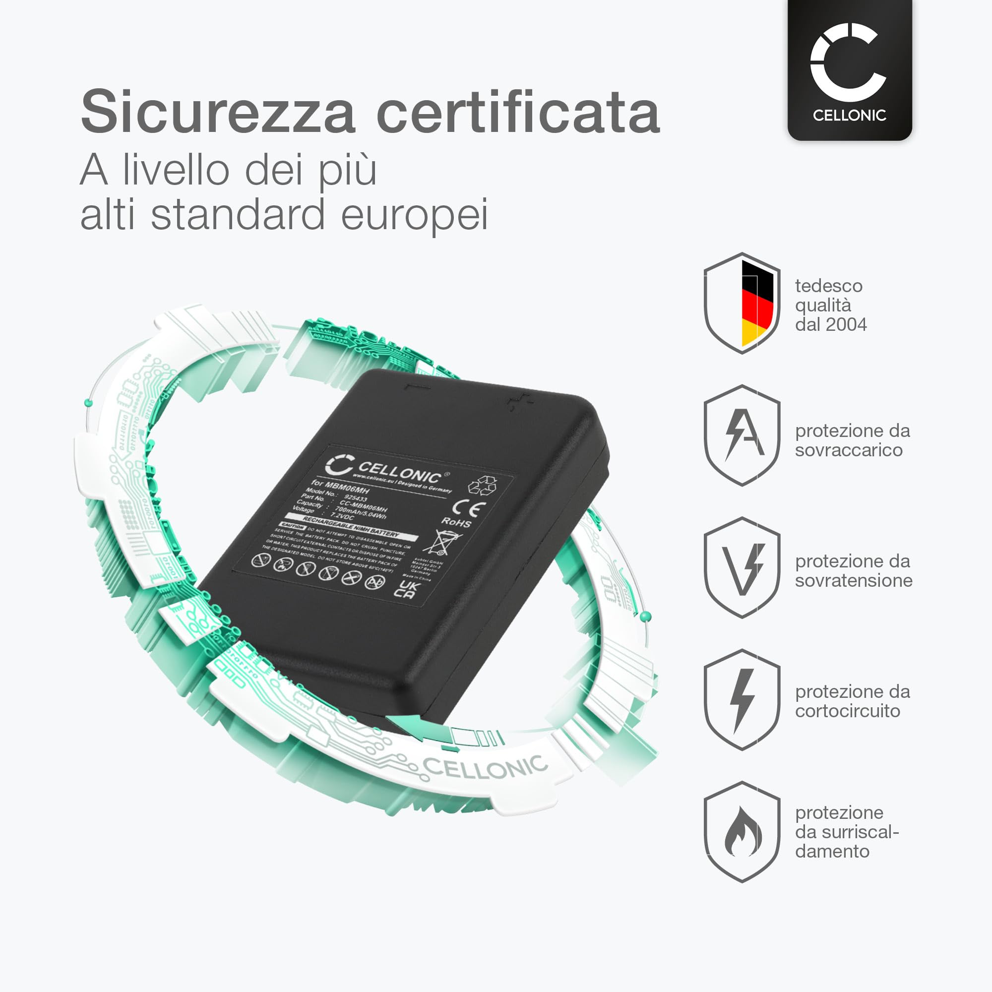 Batteria per telecomandi Compatibile con Autec E16 KTC, E16 Sirio 42, Modular MJ 700mAh 7.2V