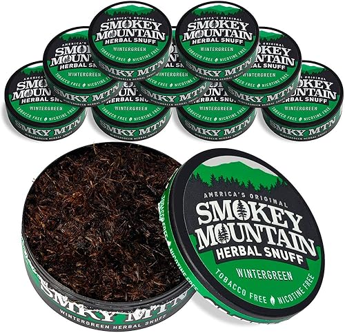 Smokey Mountain Herbal Long Cut - Wintergreen - Caja de 10 latas - Tabaco sin tabaco y sin nicotina