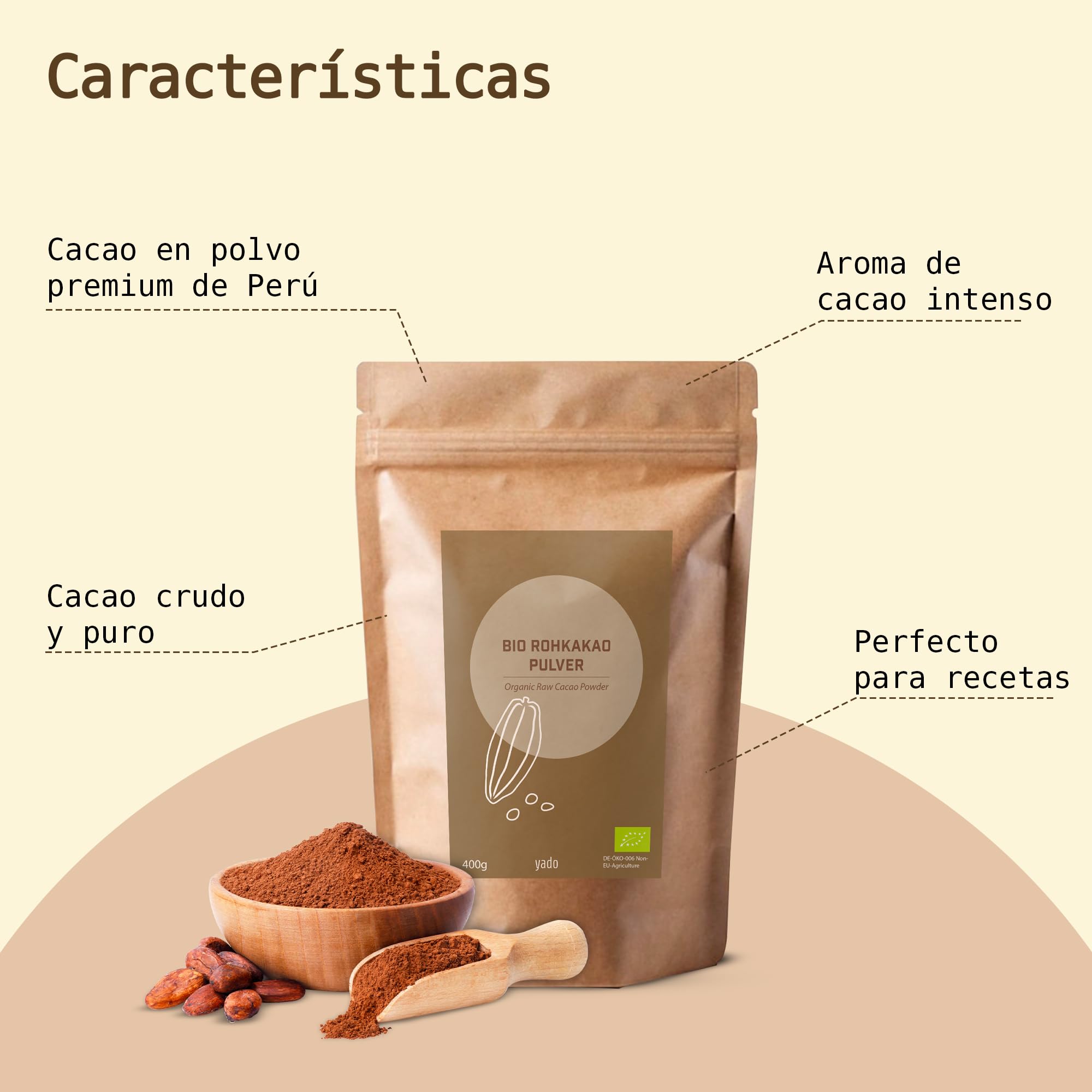 ROHKAKAO | 100% Theobroma cacao puro de Perú | Ecológico - Orgánico | Crudo | yado (1000 g)