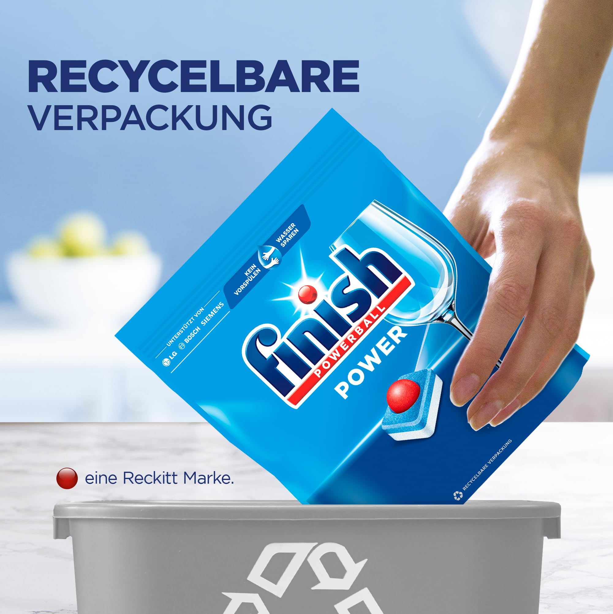 Finish Power All in 1 pastiglie per lavastoviglie, senza fosfati, pastiglie per lavastoviglie con potente Powerball contro lo sporco più ostinato – Gigapack con 180 pastiglie Finish
