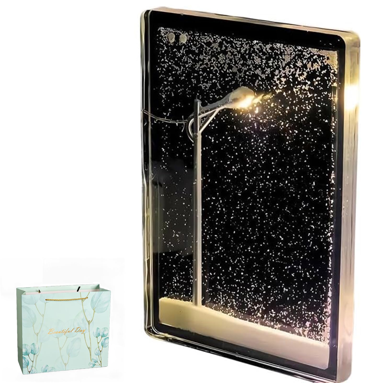 Gienslru Snowy Street Lamp, 2024 New DIY Snow Scenery Night Light, Snowy Night Street Lamps Night Light, for Girlfriends and Besties (1Pcs)