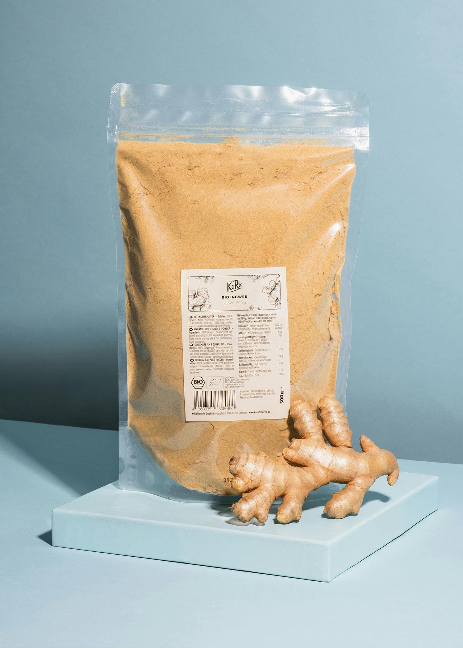 KoRo - Zenzero bio in polvere 500 g - Superfood - polvere senza zucchero e senza zolfo