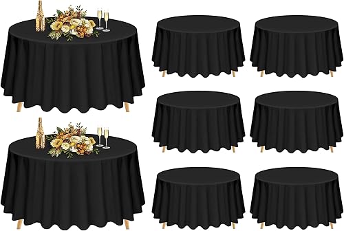 Pesonlook Mantel redondo  Paquete de 8 manteles redondos negros de 90 pulgadas, mantel de poliéster resistente a las arrugas de alta calidad para