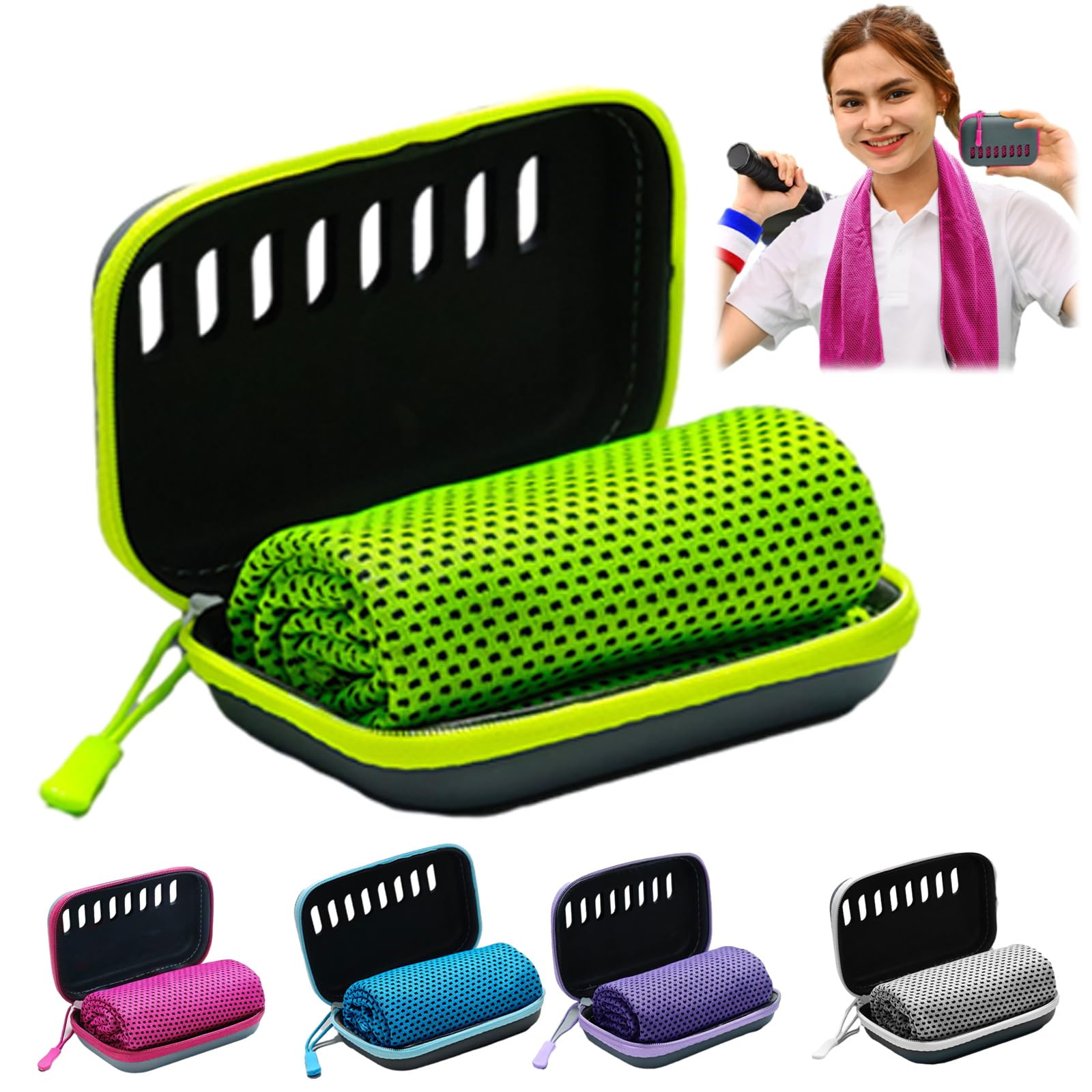 Generisch Kühltuch Mit Aufbewahrungsbox, 3/5/9 Pack Kühlhandtuch für Sport, Kühlendes Handtuch 30x80 cm, Kühltücher für den Nacken, Vielseitiger Kühlschal für Unterwegs (5 Pack-C)