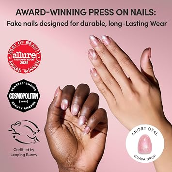 Glamnetic Press On Nails - Short Oval, Velvet Fake Nails 30 Pc Full Kit