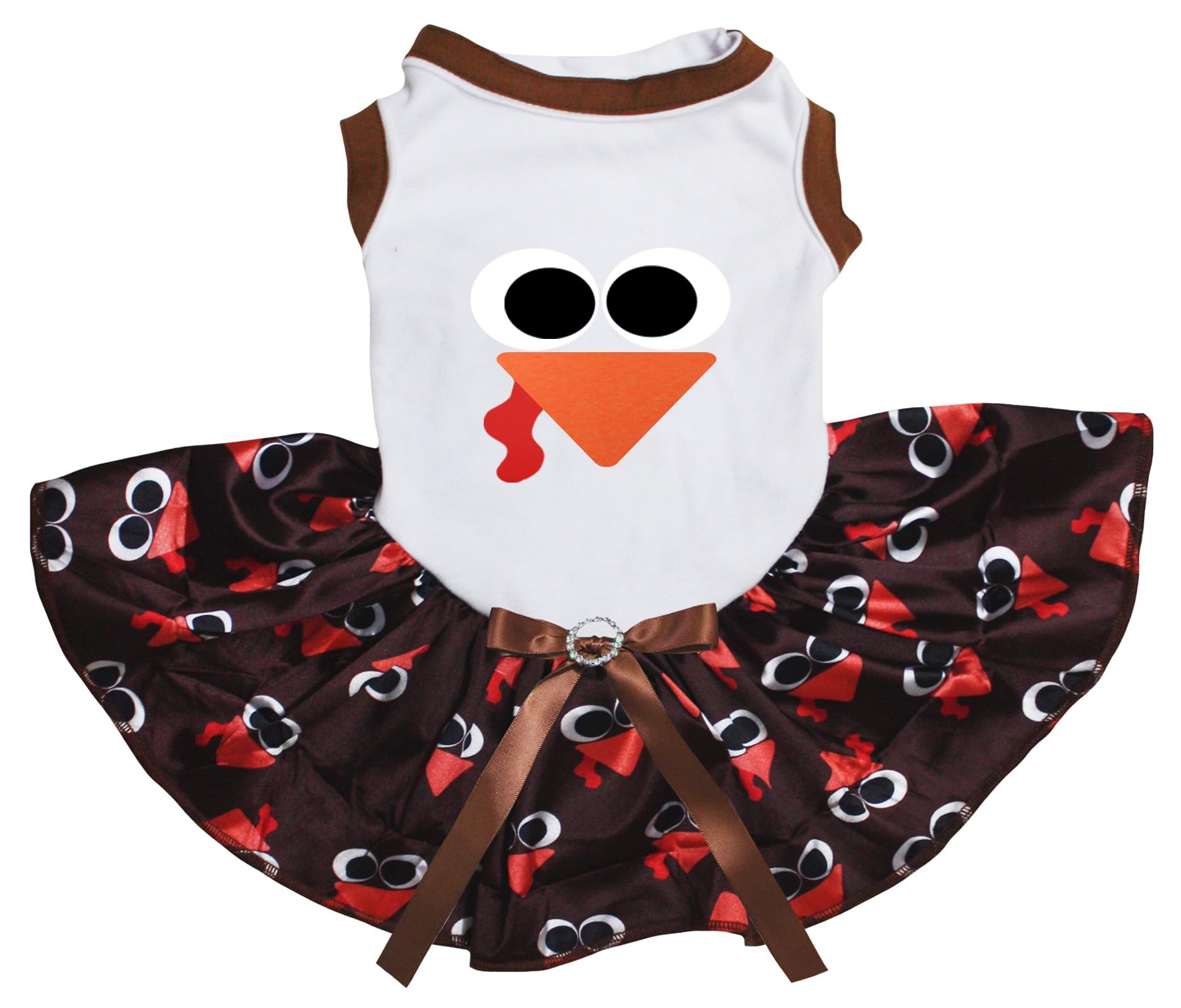 Robe pour chiot blanche motif dinde taille M vêtement petit chien