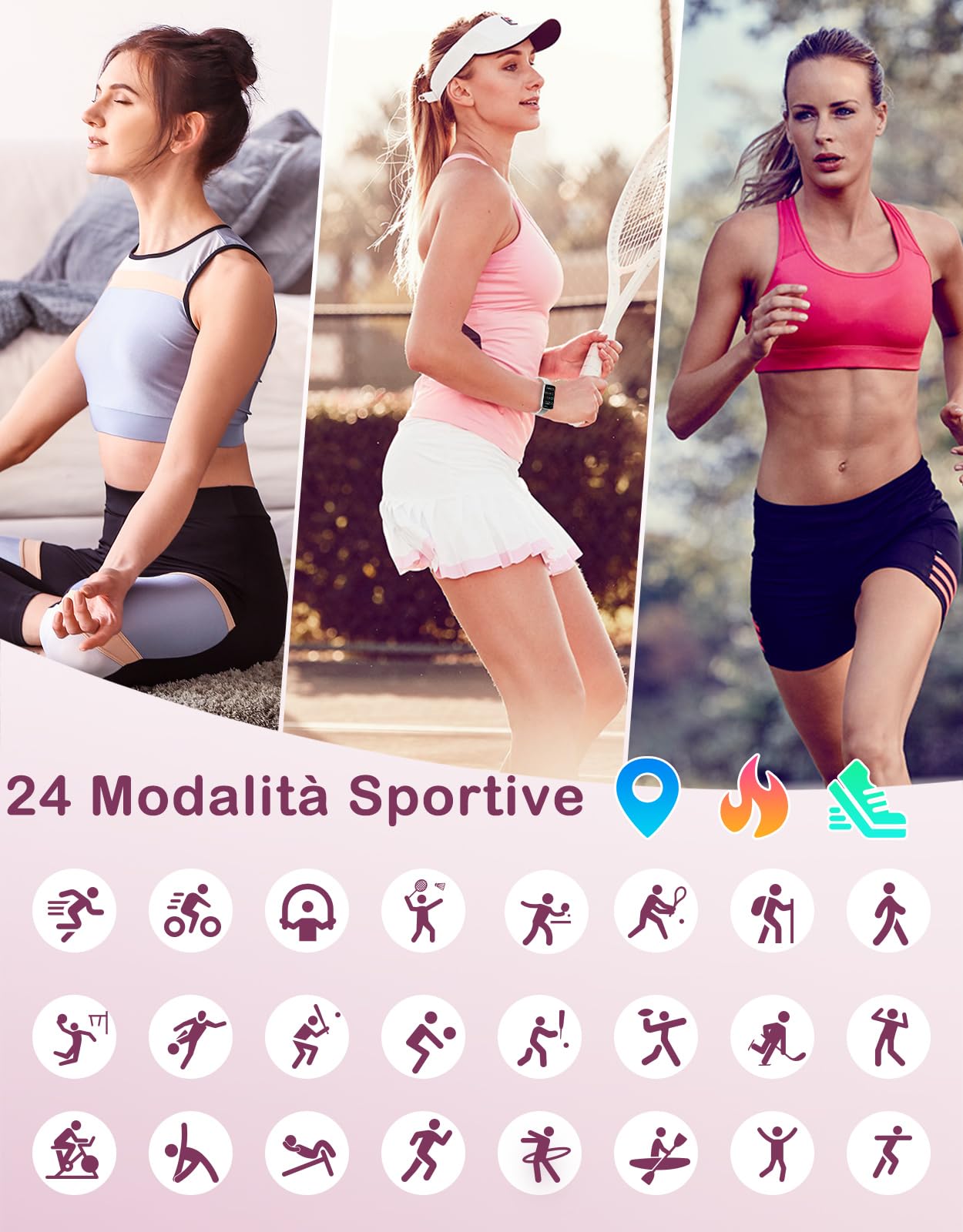 SHANG WING Orologio Smartwatch Donna Orologio Sport Fitness Cardiofrequenzimetro Ossigenazione del Sangue Conta Passi e Calorie Controllo Sonno Controllo fotocamera Previsioni Meteorologiche Grigio