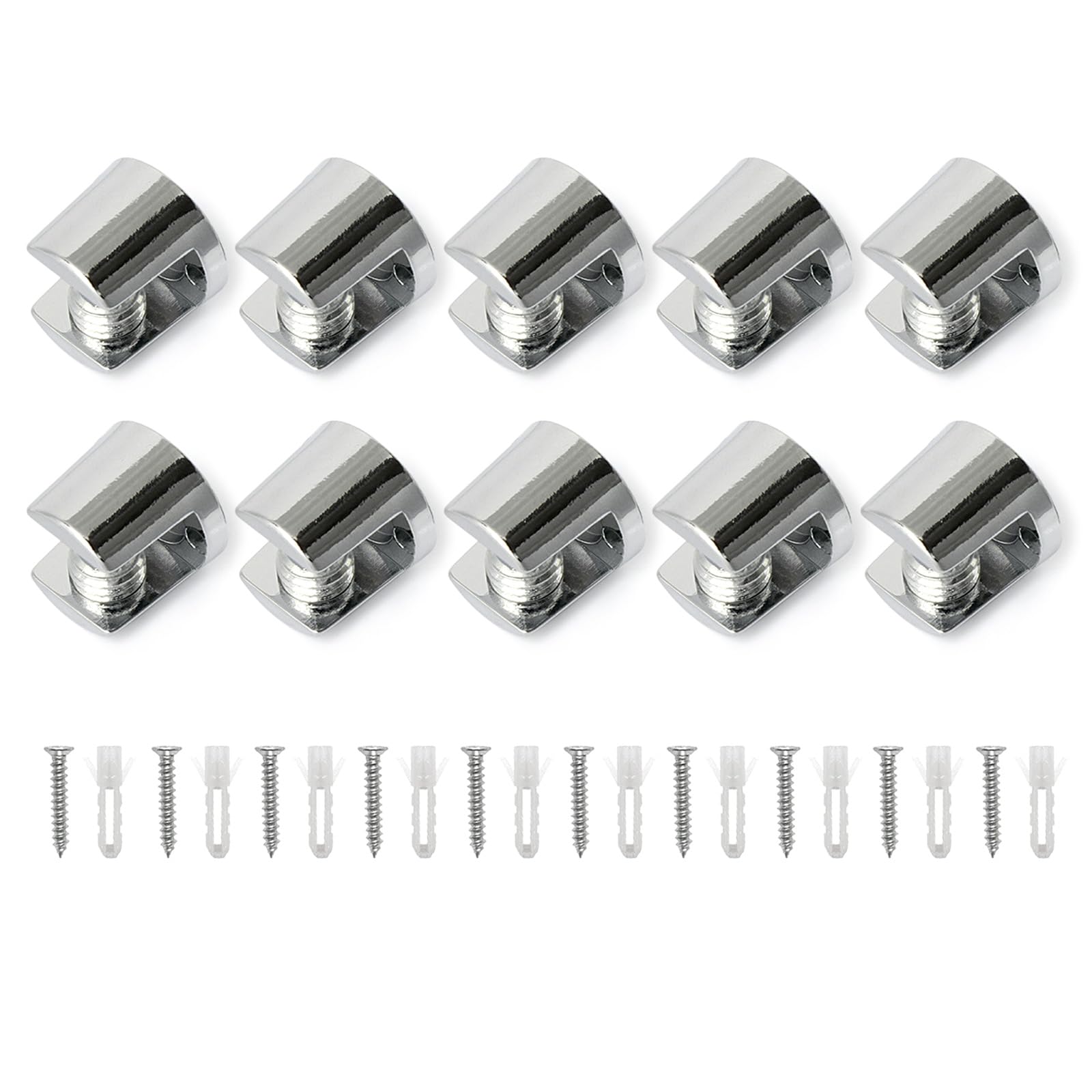 10Pcs Zincs Alloys Glass Shelf Clamp Brackets Clip Cabinet Shelf Plates Flat Back Mount Holder Enduring Zinc Alloy Glass Clamp Brackets