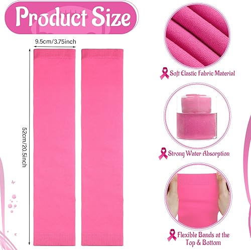 Miniatura 2 de 4 pares de mangas de compresión elásticas para piernas para concienciación del cáncer de mama, manga de compresión para piernas de pantorrilla,