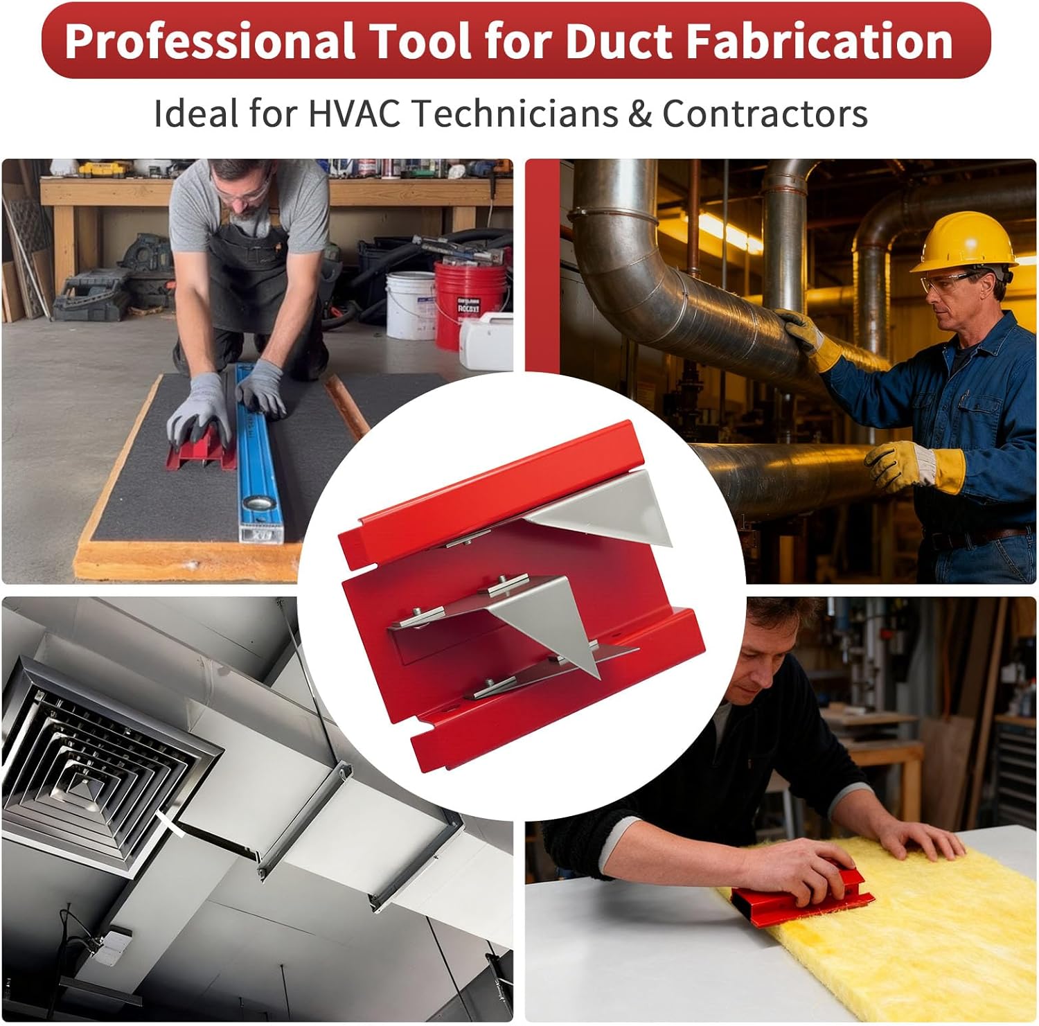 DT15C 1.5" Cut-Off Duct Board Cutting Tool — Heavy-Duty HVAC Hand Tool for Straight & End Cuts on Duct Board, Red Steel Sled Frame, Replaceable Heat-Treated Stainless Blades
