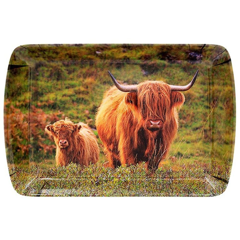 Lesser & Pavey Cow & Calf Country Highland Small Serving Tray 24X16cm Trinket Snacks Brown