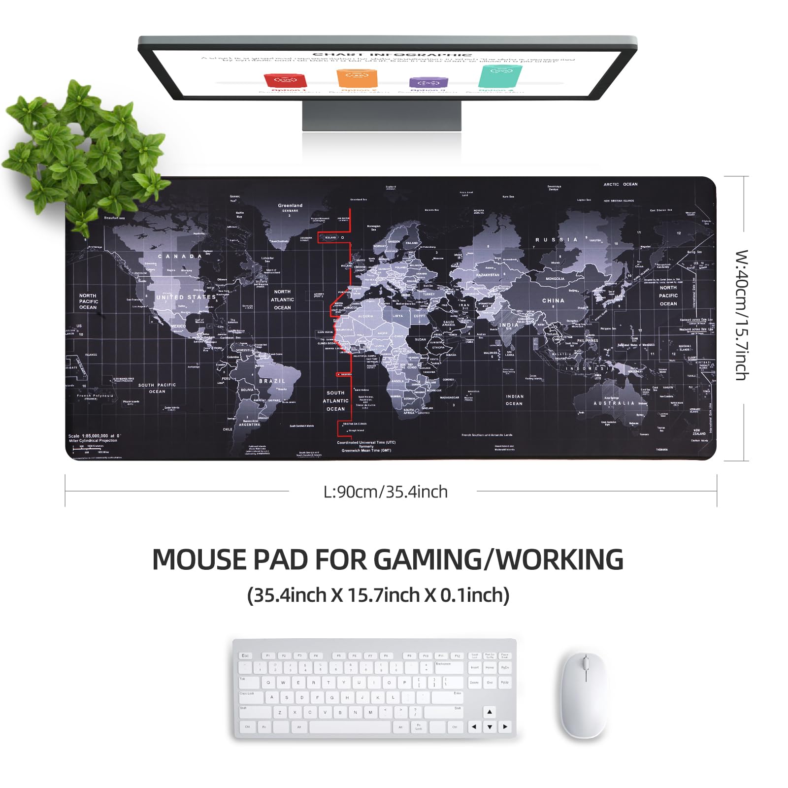 XXL Gaming Mouse Pad, base in gomma antiscivolo, tappetino da scrivania impermeabile per PC, bordi cuciti per laptop per il gioco, ufficio