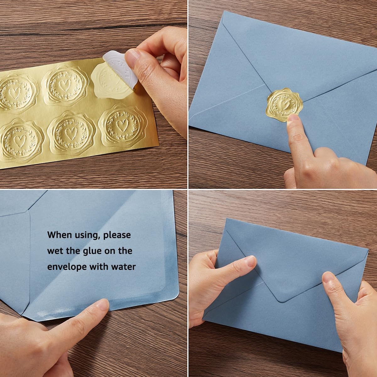 50 Pack Dusty Blue A6 Envelopes with Cards and Gold Stickers, 4x6 image 3