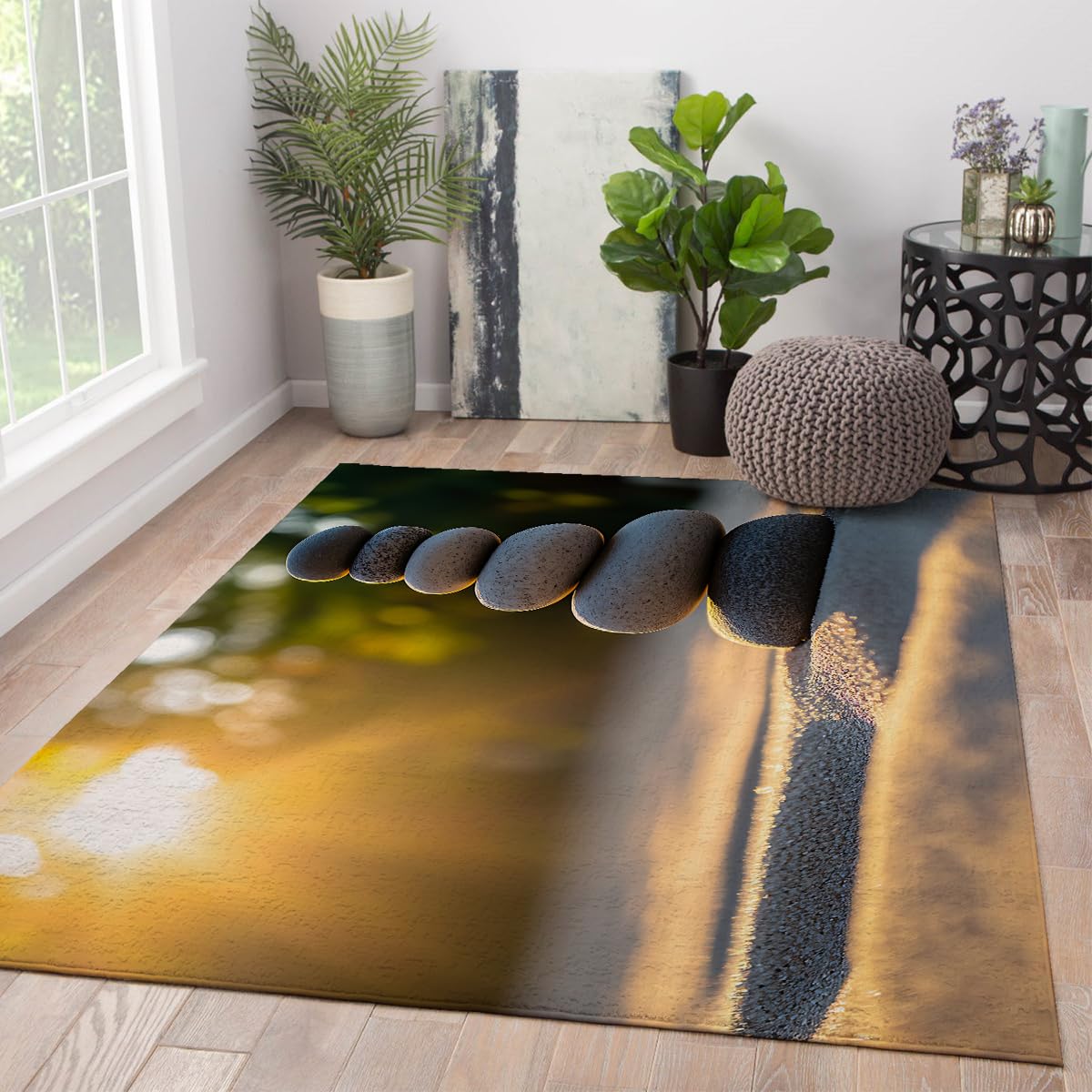 Tapis de surface doux et fin 150x240cm tapis salon lavable motif pierres
