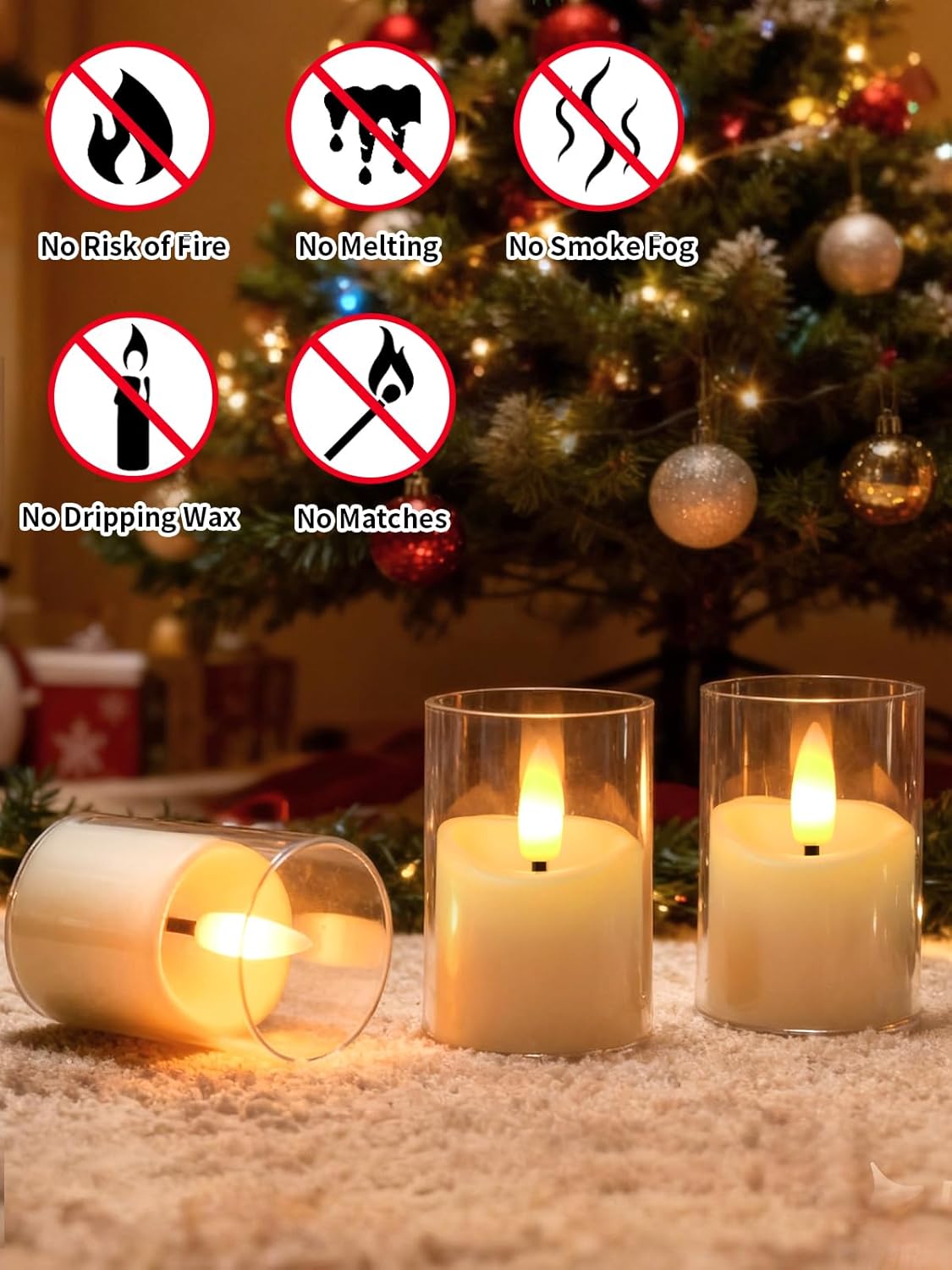 Rechargeable Flameless Tea Light Candles with Timer Remote, 1.7"x2.5" Acrylic Small Votive Electric LED Candles Battery Operated for Home Aniversary Wedding Holiday Decor (Pack of 6, White) - Image 3