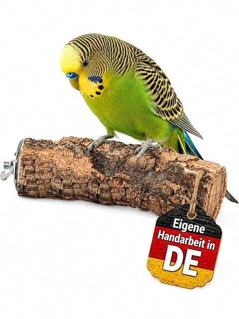 Vogelgaleria® Percha de corcho para periquitos, 10 cm, con corteza de corcho para sentarse y mordisquear