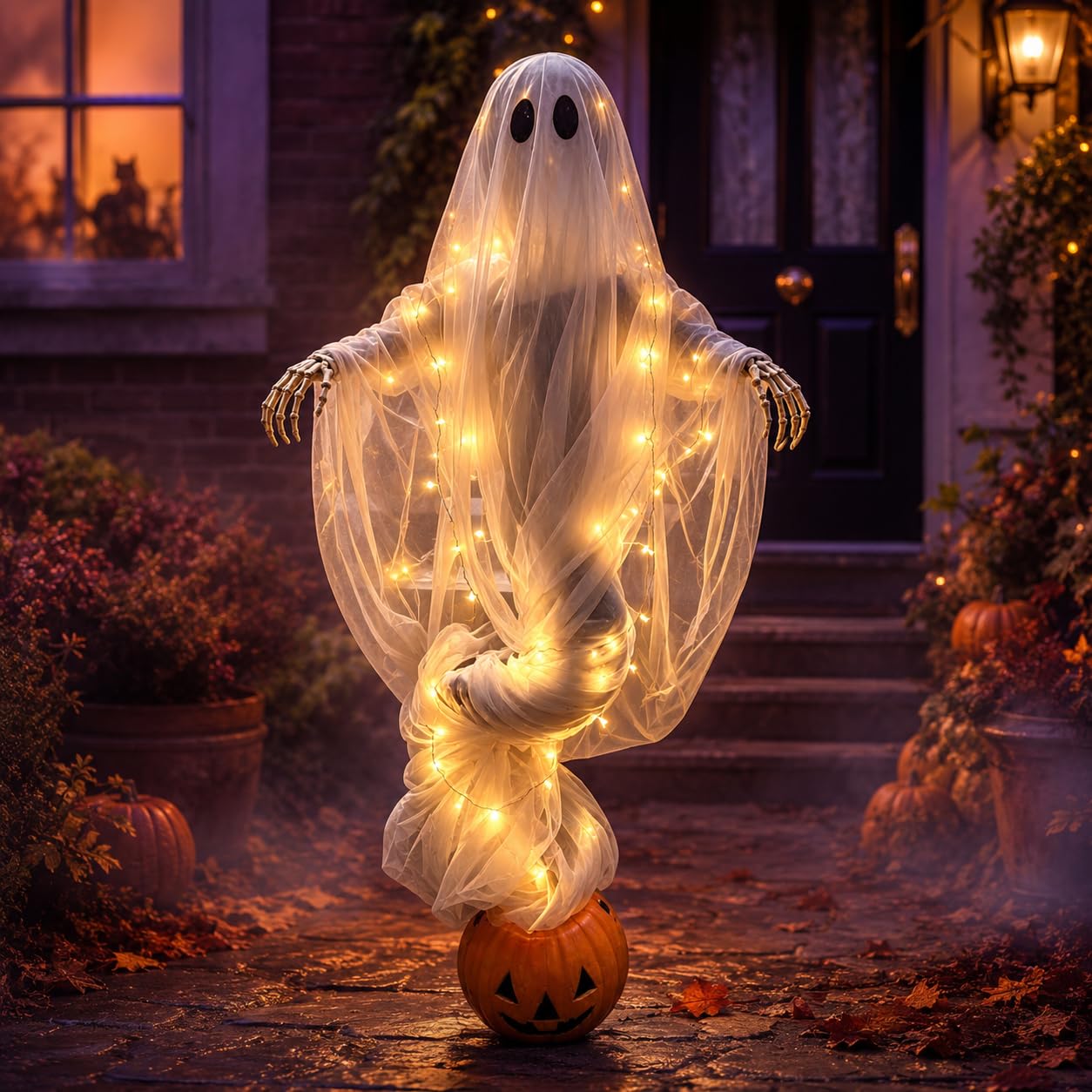 Swirling Ghost Pumpkin Yard Lamp Halloween Decorations Outdoor Garden Decor