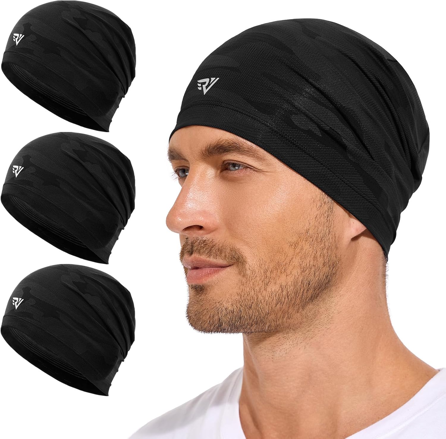 3Pcs Cooling Skull Caps for Men Women-Lightweight Breathable Beanie, Thin Quick Dry Running Cap for Cycling Daily Wear