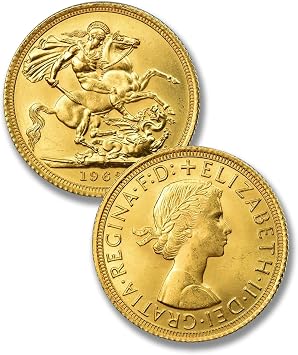 British Antique Gold Coins, 1968 Elizabeth II Sovereign Coin, Great Britain Ancient St George Coin Collection, United Kingdom, European Old Coins for Collectors, Historical Gifts