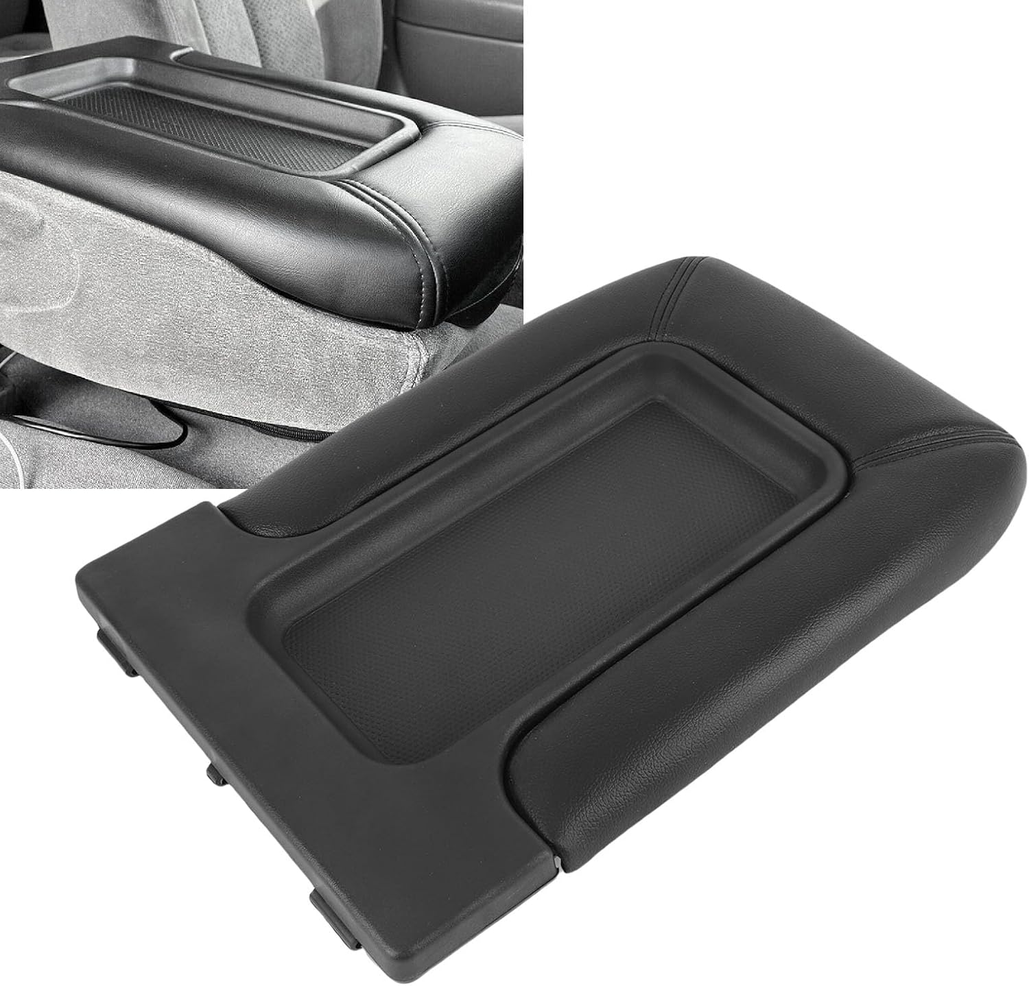 Center Console Lid Protective Armrest Cover for EXT Pickup Truck 2002-2003, Black Artificial Leather Replacement Easy Installation, OEM Fit + Full Protection for Car Owners