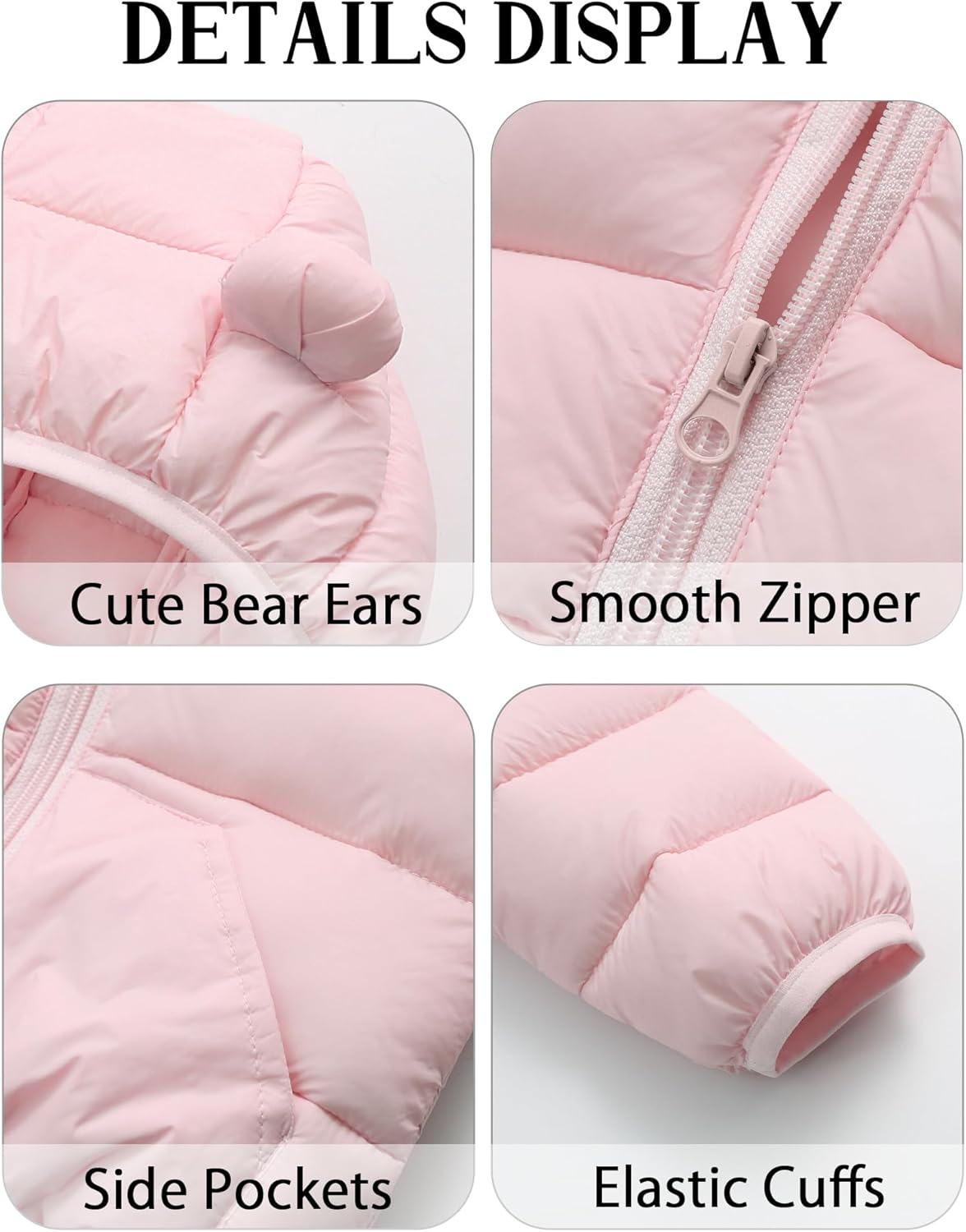 SEAUR Toddler Jacket Winter Hooded Baby Down Coat Fleece Warm Boy Clothes Puffer Bear Girl Outerwear 12 Months-5 Years