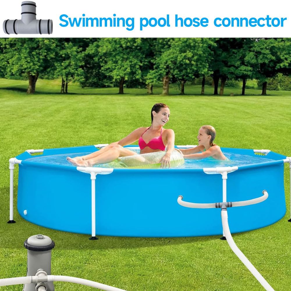Connecteur de tuyau de piscine, joint en T de 3,2 cm, adaptateur de tuyau de piscine pour pompe de filtre de piscine, pompes de piscine gonflables, gris