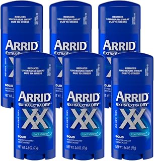 Arrid XX Extra Extra Dry Solid Antiperspirant Deodorant, Cool Shower, 2.6 oz , Pack of 6