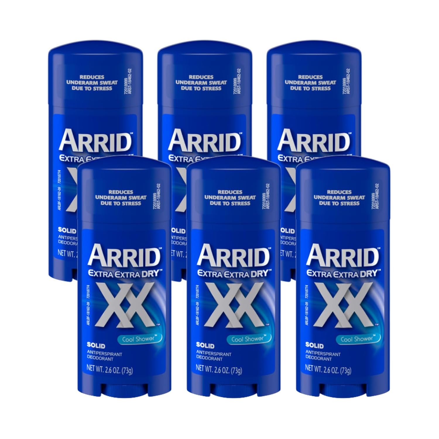 Arrid XX Extra Extra Dry Solid Antiperspirant Deodorant, Cool Shower, 2.6 oz. (Pack of 6)