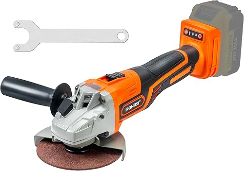 IRONFIST Amoladora angular inalámbrica, muelas eléctricas sin escobillas de 20 V, cortador de litio, amoladora angular M14 de 4.921 in, compatible