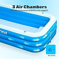 Vista 7 de SLOOSH - Alberca inflable para adultos con asientos, de 120 pulgadas x 72 pulgadas x 22 pulgadas, de tamaño completo, resistente, gruesa, por encima