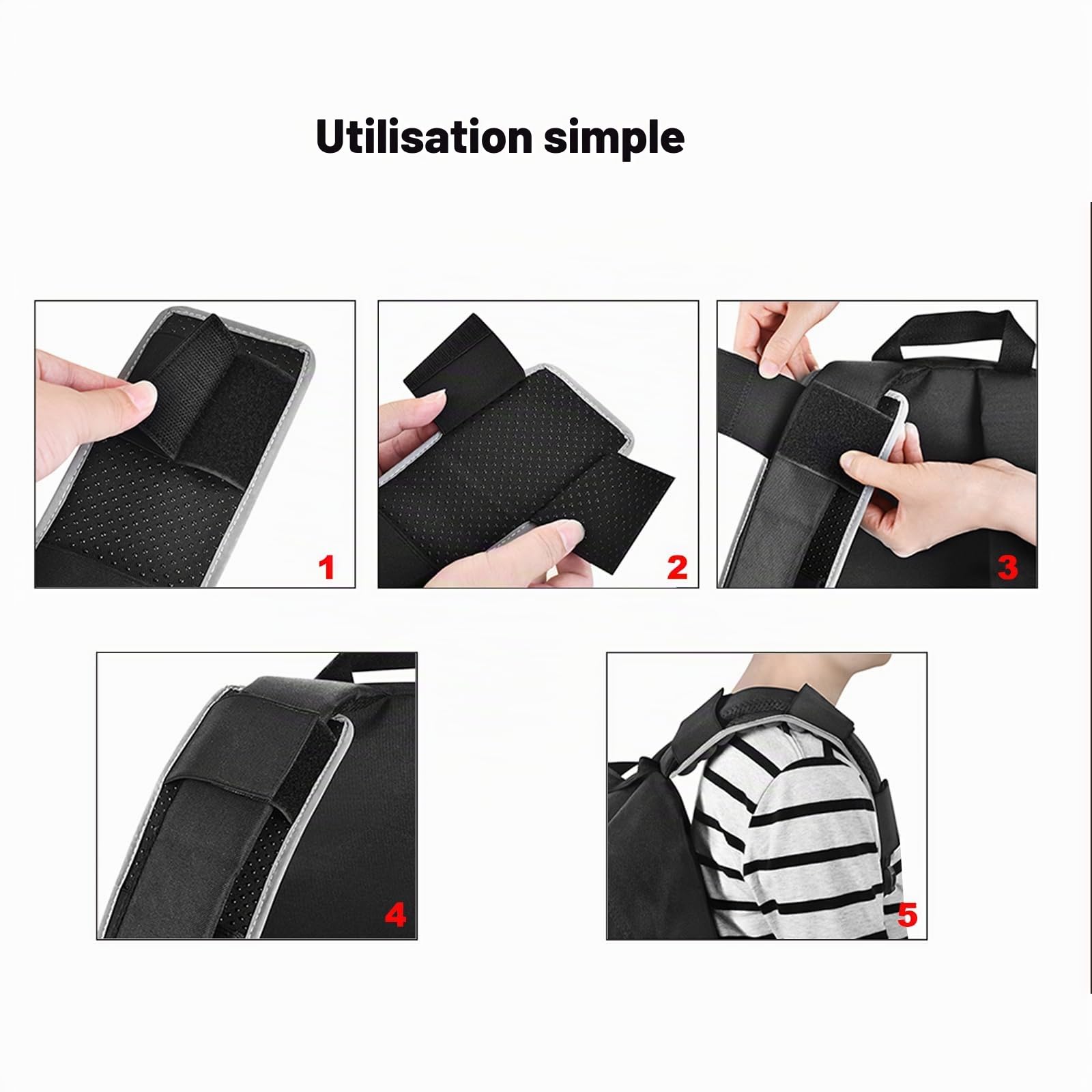 Lot de 2 coussinets de bandoulière amovibles. Rembourrage de sangle de sac à dos avec coussin d'air, décompression anti-gravité, ventilation et dissipation de la chaleur (noir)
