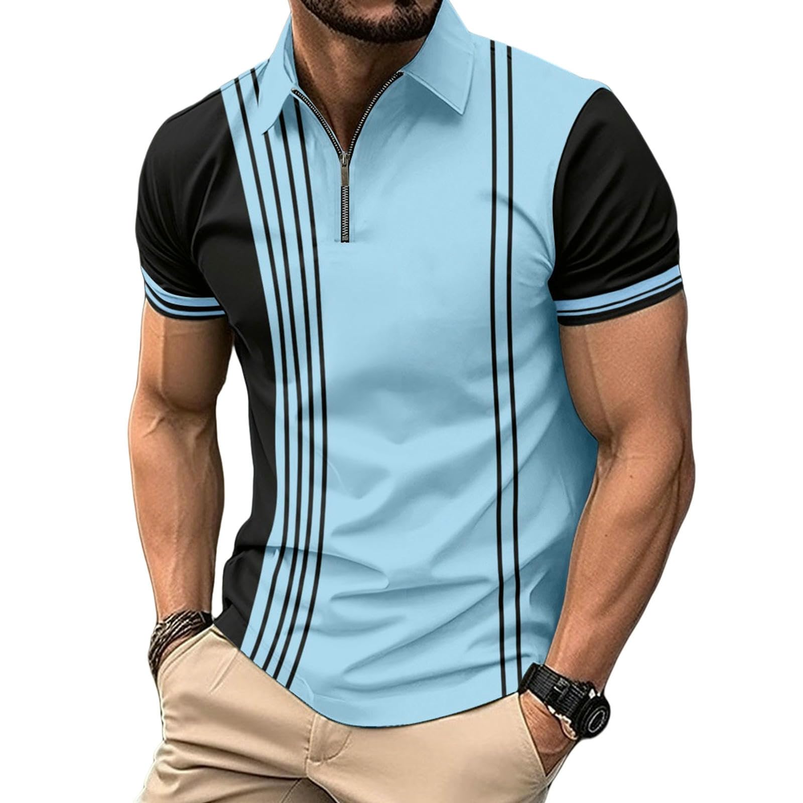 Męskie T-shirty Męska koszulka golfowa Łączenie Koszulka z krótkim rękawem Top
