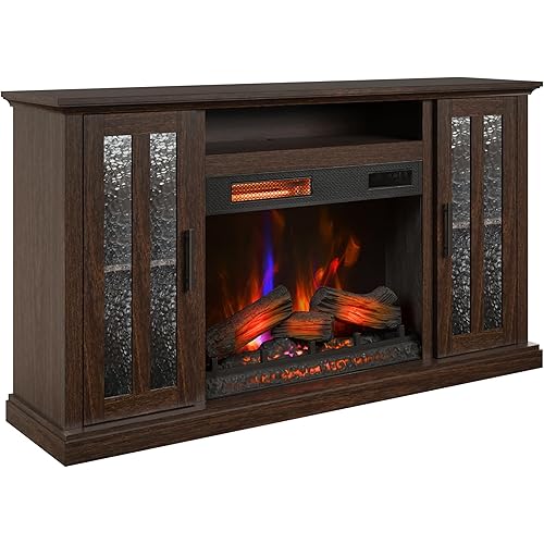 duraflame® Electric Fireplace TV Stand, Farmhouse Media Mantel with Storage, Stromburg Oak