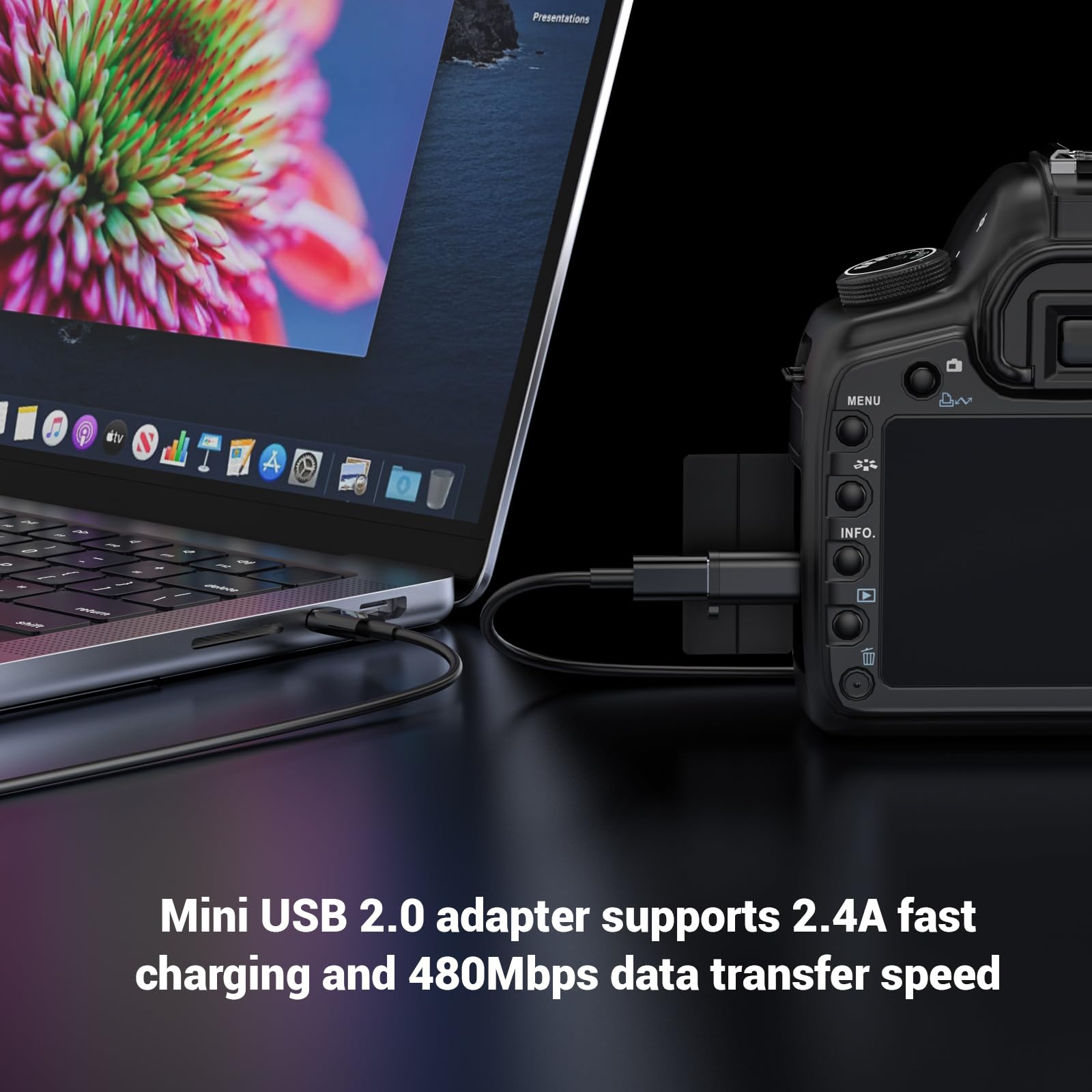 Confezione da 2 mini adattatori USB e 3 micro adattatori USB, connettore di ricarica e sincronizzazione dati per ricevitore GPS/fotocamera digitale/Dash Cam/lettore MP3, Galaxy S6 S7 S7 Edge, Kindle