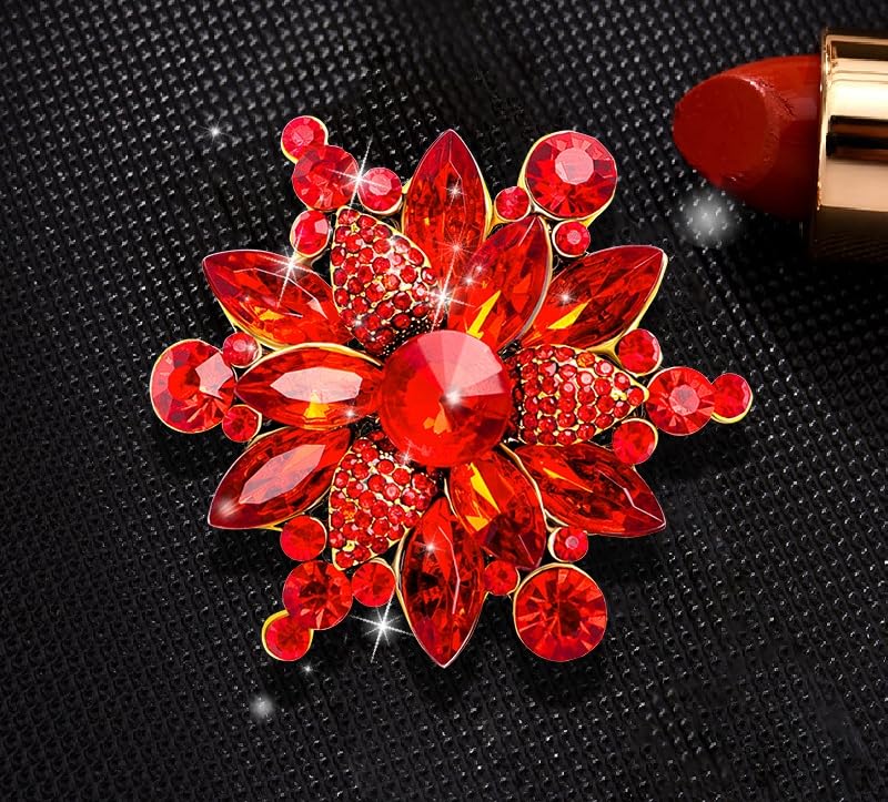 Image of Snowflake Brooch Pin for Women Girls Rhinestone CZ Winter Flower Lapel Pins Christmas Brooch Corsage Badge Pin Cloth Dress Accessories Jewelry for Christmas