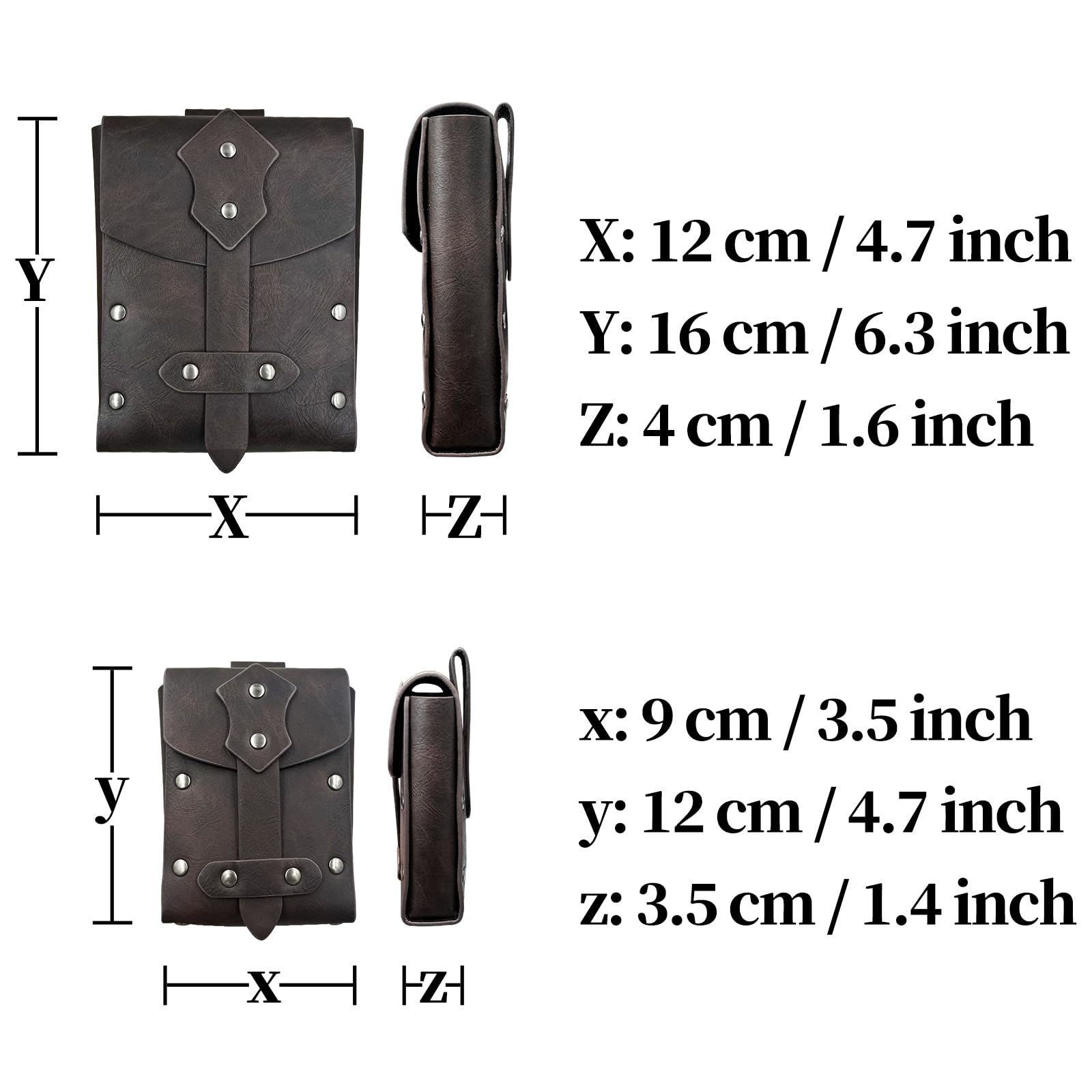 HiiFeuer 4 PC Costume Cintura Alchimia Medievale, Fantasia Finta Pelle Mago Porta Pozioni Cintura con 4 Fiale di Sughero e Cintura Borsa