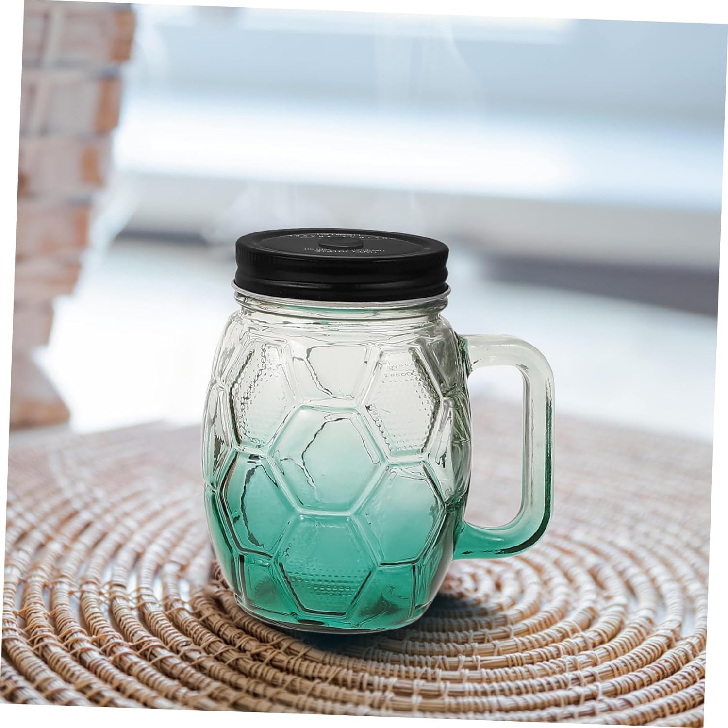 Ciieeo Gradient Handle Jar Cups Set of 3 with Lids and Straws 16 oz Glass Drinking Cups for Milk Tea Juice and Beverages for Parties and Outdoor Events