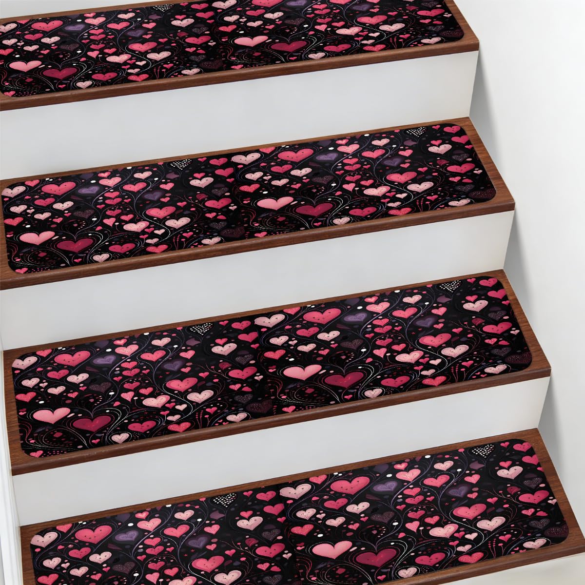 Alfombras para escaleras interiores antideslizantes rojas Mexpekil de 7.8x30 pulg