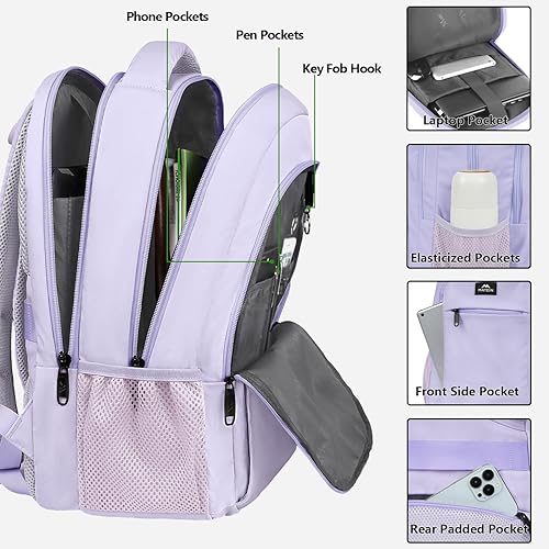 Miniatura 104 de MATEIN - Mochila empresarial para laptop de 15.6 pulgadas, mochila de viaje con puerto de carga USB, resistente al agua, para trabajo, universidad