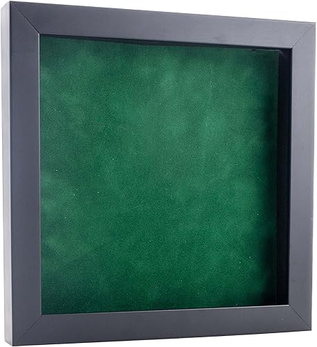 Marco de caja de sombra de 8 x 8 pulgadas, madera negra, con una profundidad de visualización de 34 pulgadas Incluye un tablero de respaldo sin